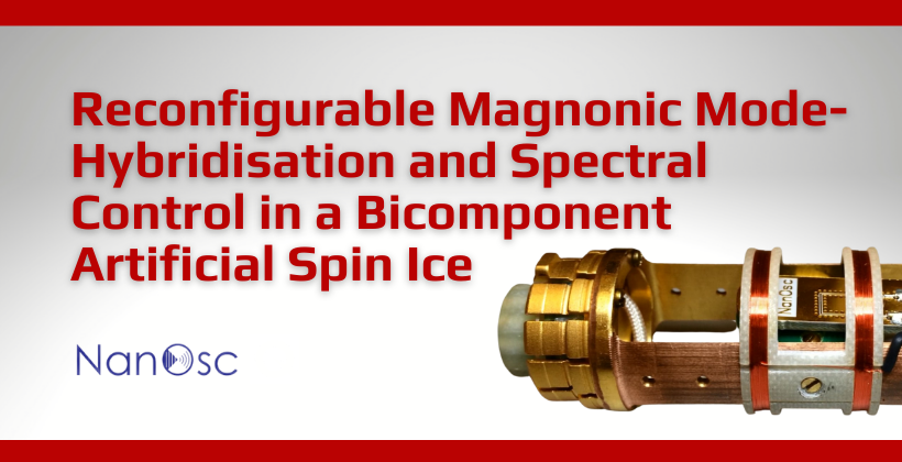 Reconfigurable magnonic mode-hybridisation and spectral control in a bicomponent artificial spin ice